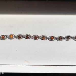 Amber and silver bracelet